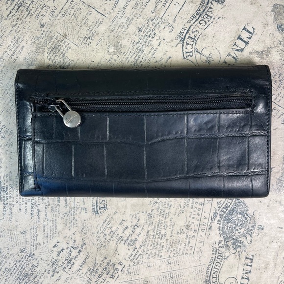 Monsac trifold croc embossed leather wallet - Picture 3 of 11